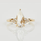 1.43ct Elongated Pear Salt and Pepper Diamond Engagement Ring, Thalia Setting