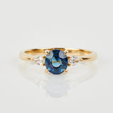 1.09ct Teal Sapphire and Diamond Engagement Ring, Luna Setting