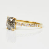 1.28ct Cushion Cut Salt and Pepper Diamond Engagement Ring, Athena Setting