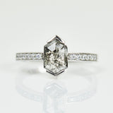 1.25ct Hexagon Salt and Pepper Diamond Engagement Ring, Athena Setting