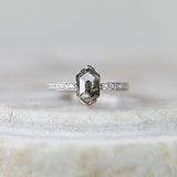 1.25ct Hexagon Salt and Pepper Diamond Engagement Ring, Athena Setting