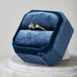 1.34ct Emerald Cut Teal Sapphire Engagement Ring, Freya Setting