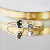 1.19ct Hexagon Salt and Pepper Diamond Engagement Ring, Athena Setting