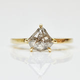 1.50ct Shield Shape Salt and Pepper Diamond Engagement Ring, Juno Setting