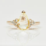 2.10ct Pear Shape Yellow Sapphire Engagement Ring, One-of-a-Kind