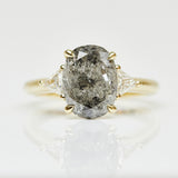 2.97ct Oval Salt and Pepper Diamond Engagement Ring, Freya Setting