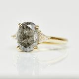 2.97ct Oval Salt and Pepper Diamond Engagement Ring, Freya Setting