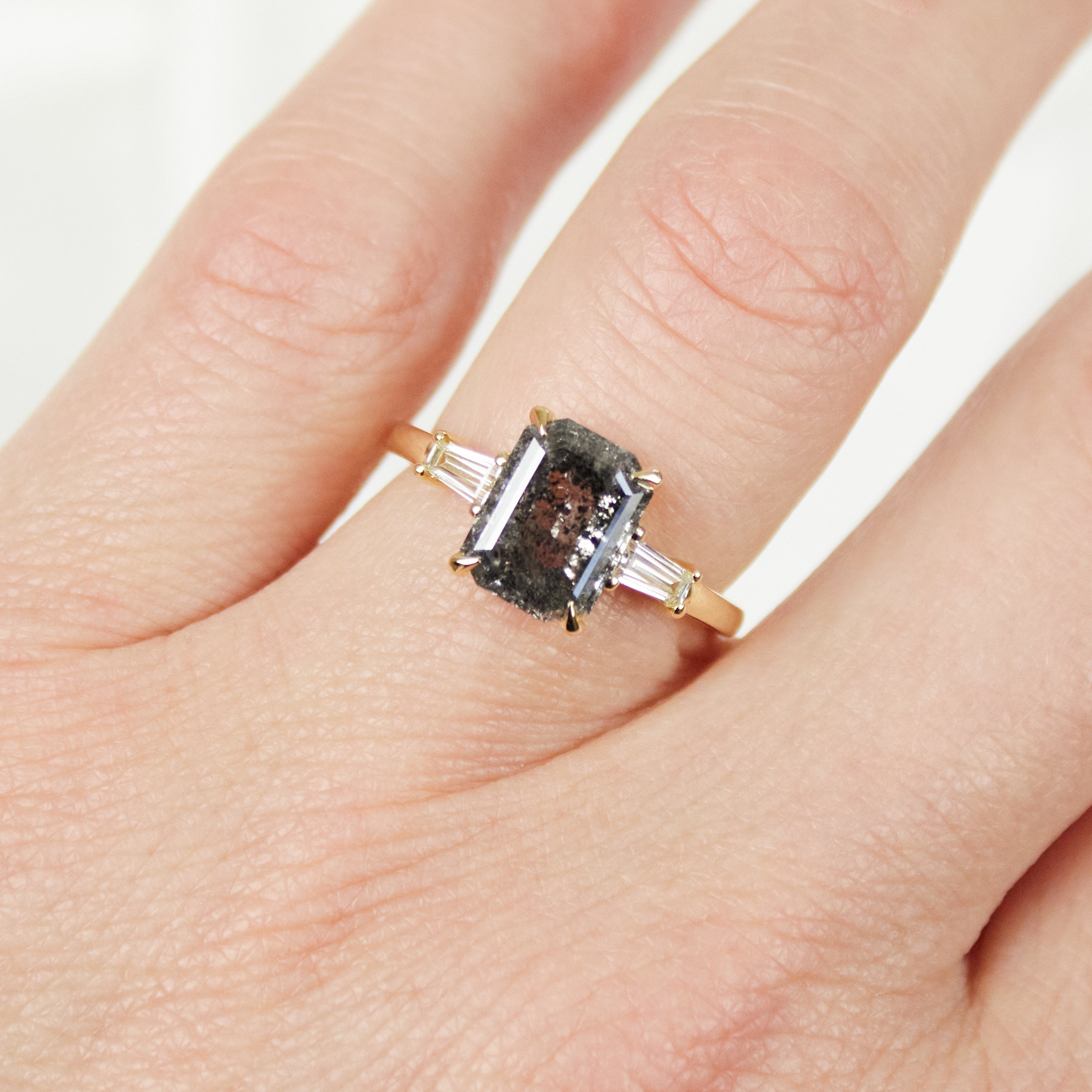 Salt and pepper engagement ring