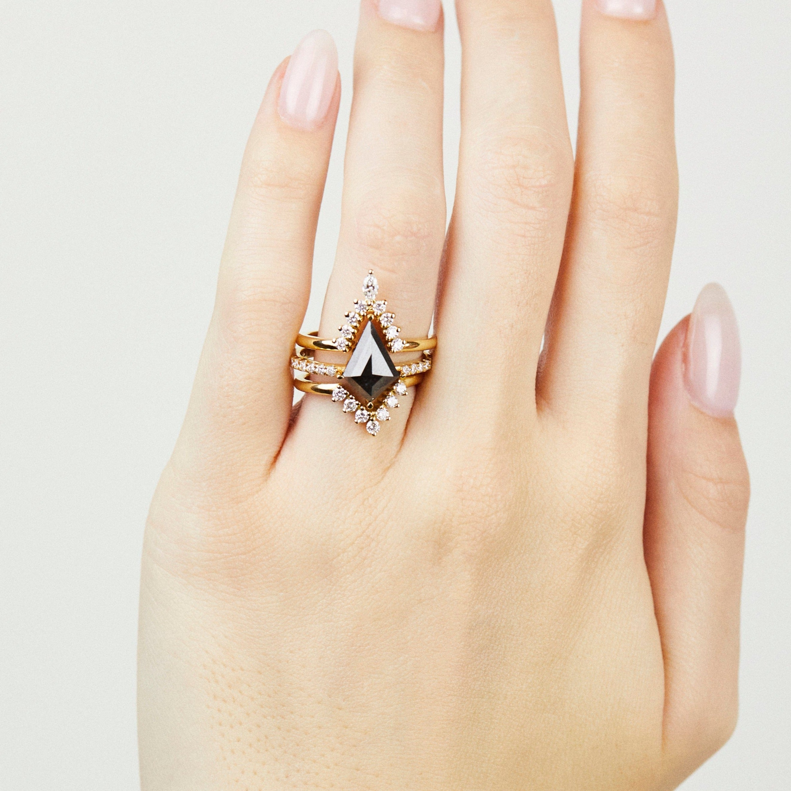 Sophia Perez Jewellery Engagement Ring 1.79ct Kite Salt and Pepper Diamond Engagement Ring, Athena Setting