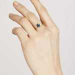 Sophia Perez Jewellery Engagement Ring Teal Sapphire Trilogy Engagement Ring