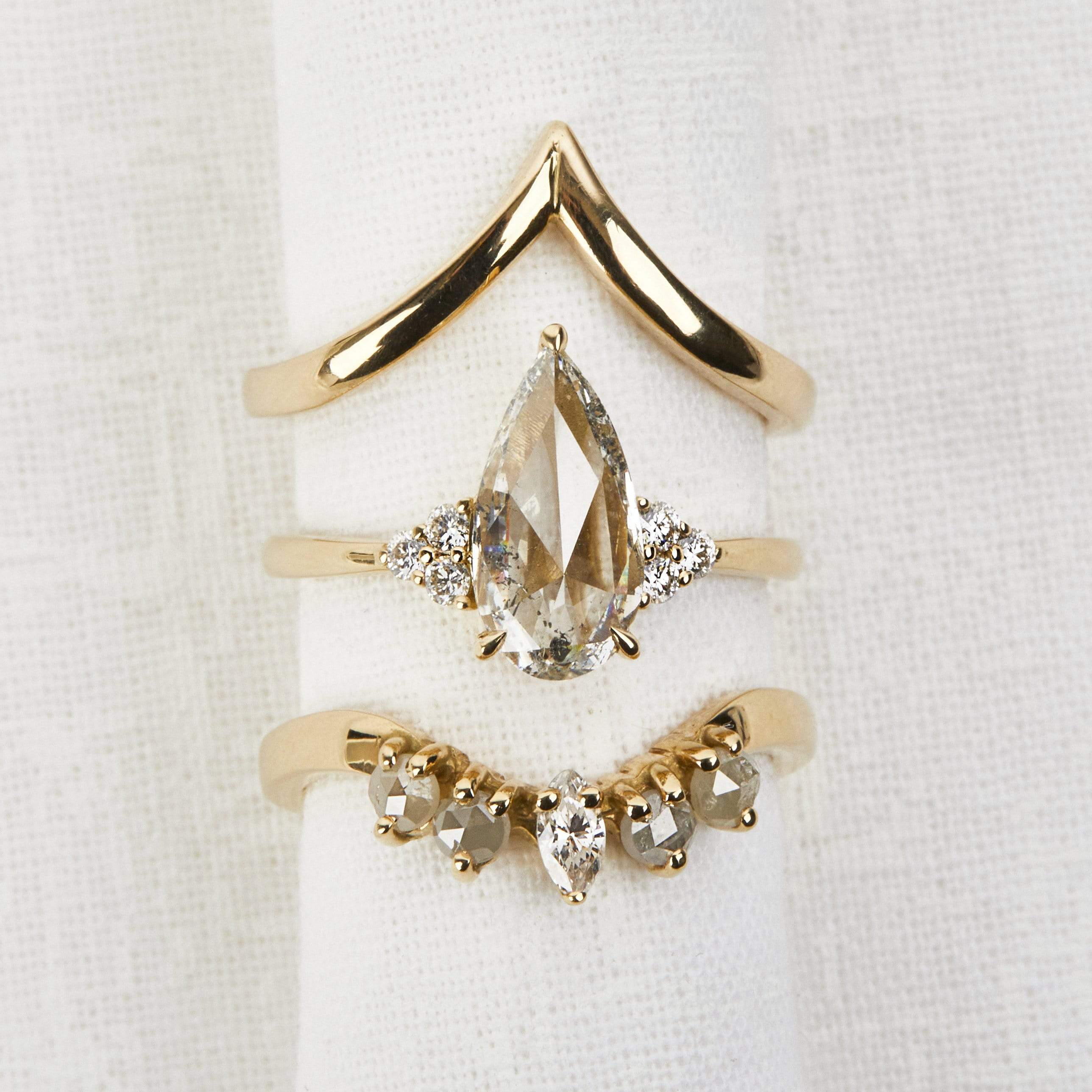 Sophia Perez Jewellery Rings Peppery Diamond & Trefoil Shoulder Ring